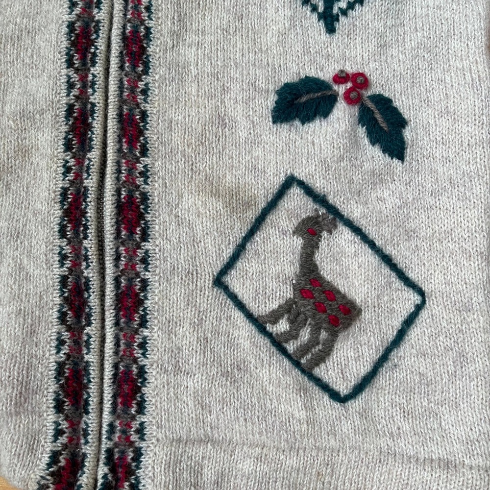 Vintage 1980s Northern Reflections Christmas Knitted Sweater Zip Up Cardigan - Picture 4 of 11